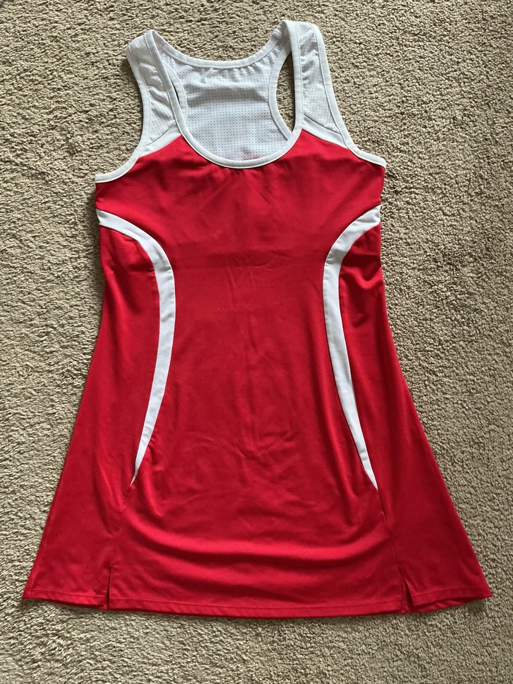 Red Athletic Tennis Dress with White Trim